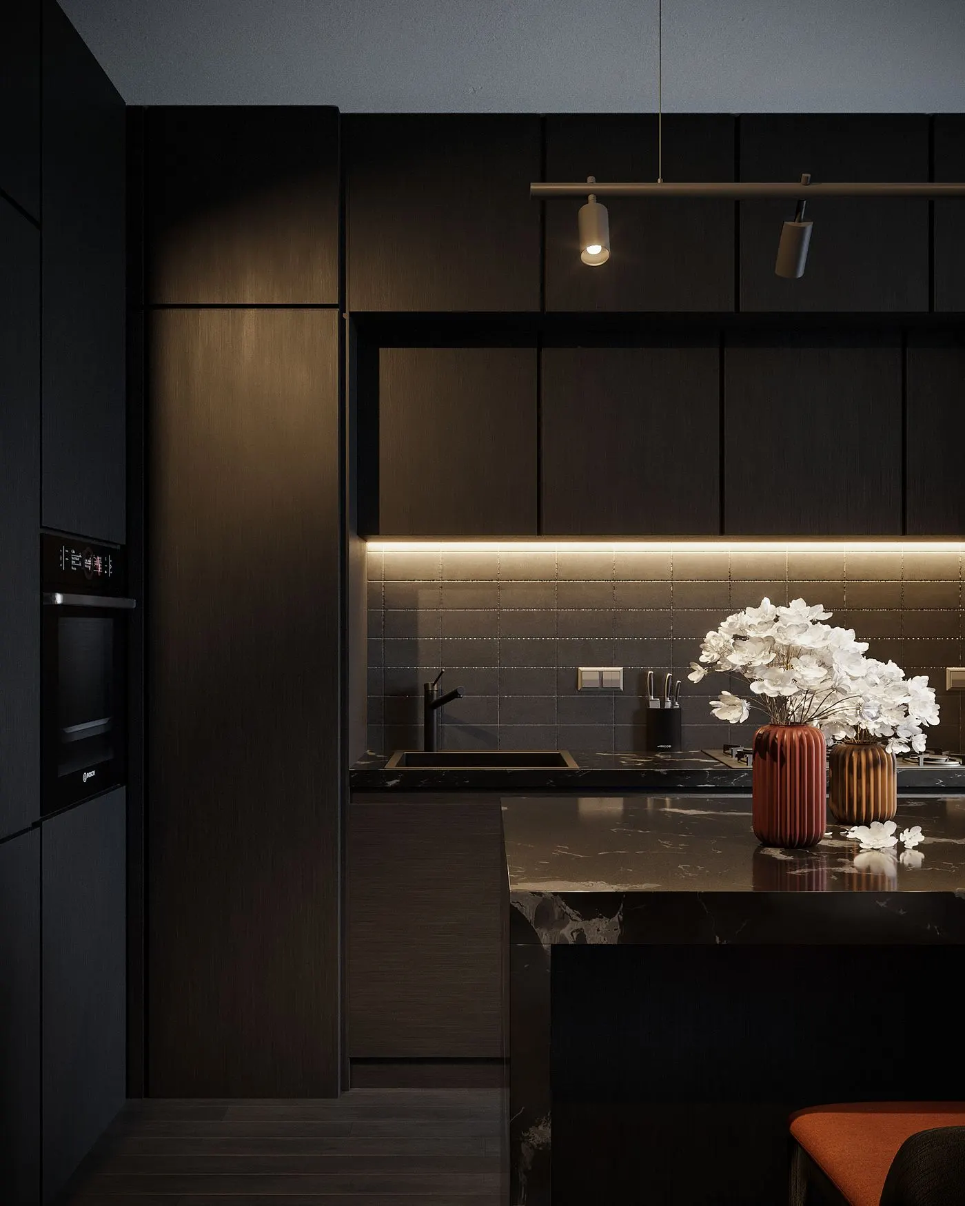 Cuisine sombre contemporaine